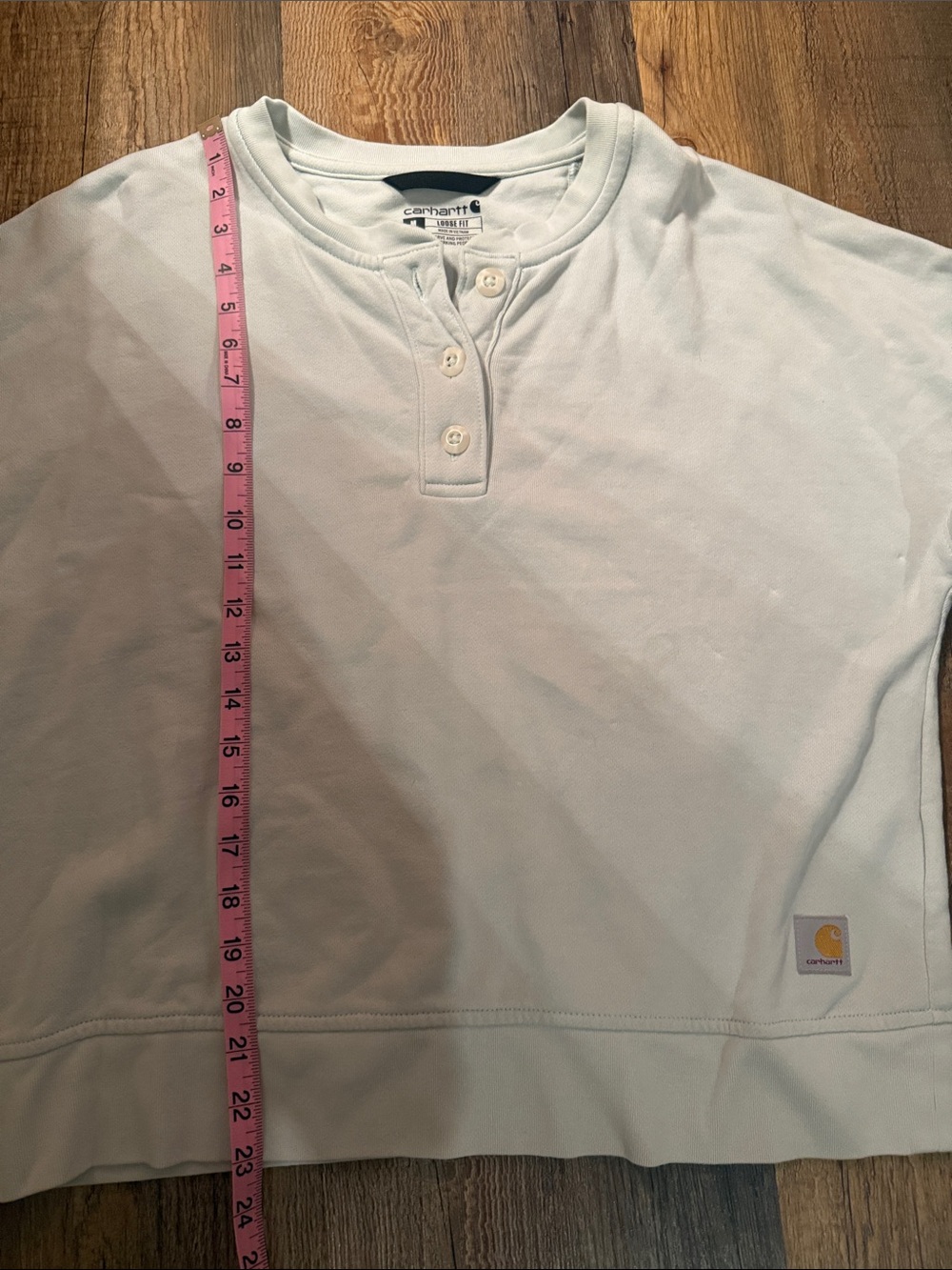 Carhartt Pale Blue Aqua Henley Pullover Sweatshirt - Picture 5 of 6